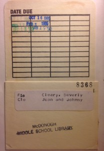 jean and johnny old library card pocket
